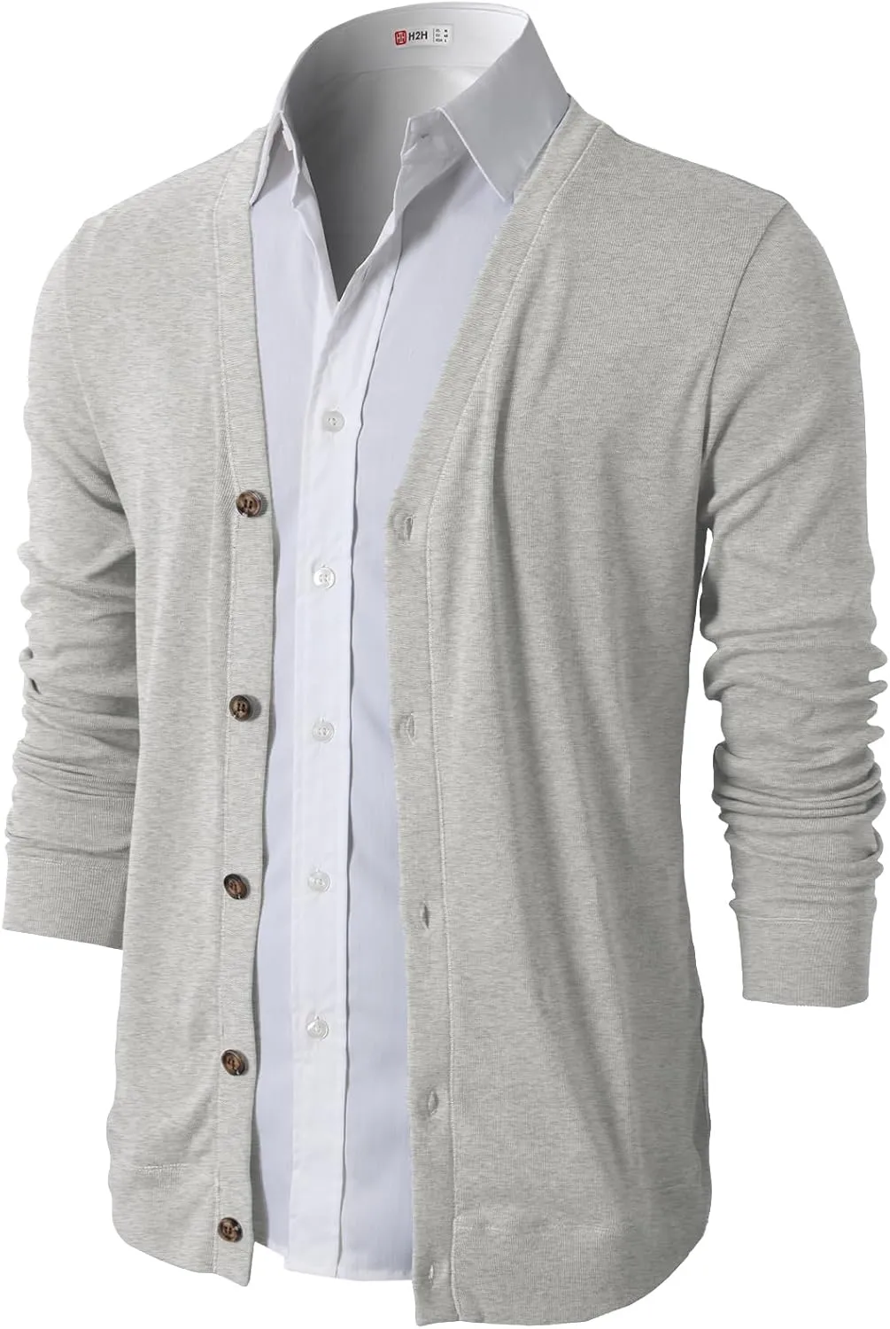 H2H Mens Casual Slim Fit Cardigans V-Neck Basic Designed Long Sleeve Button Down