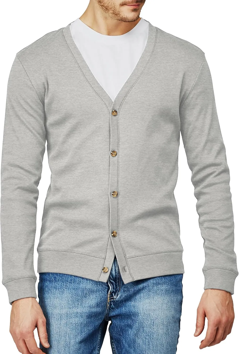 H2H Mens Casual Slim Fit Cardigans V-Neck Basic Designed Long Sleeve Button Down