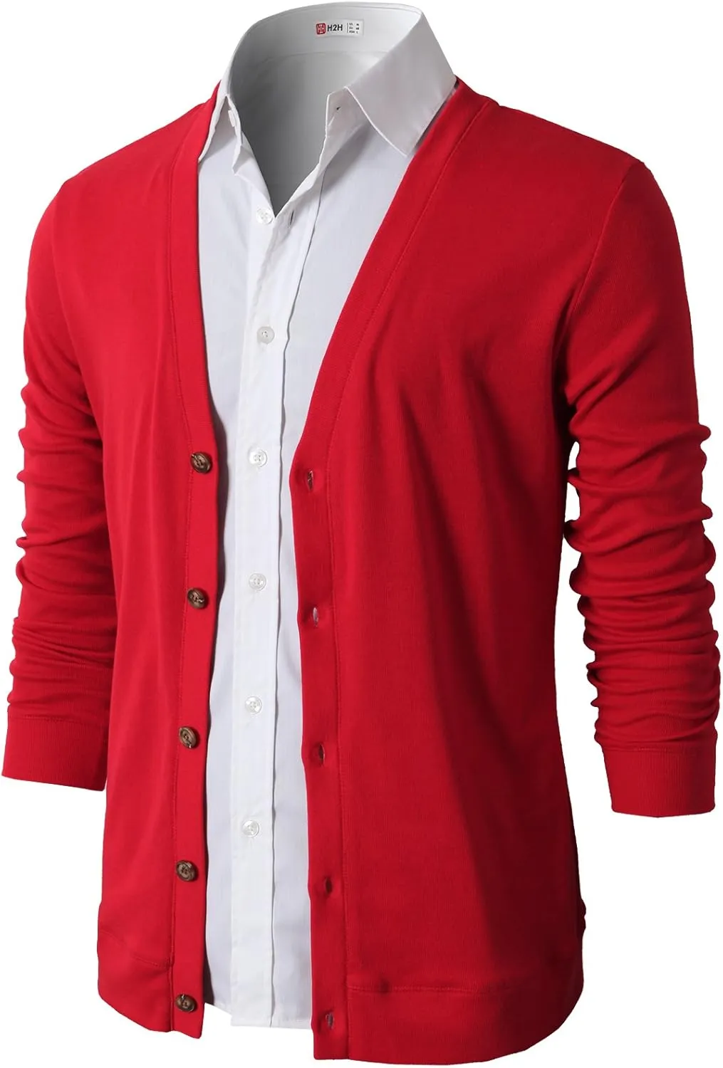 H2H Mens Casual Slim Fit Cardigans V-Neck Basic Designed Long Sleeve Button Down
