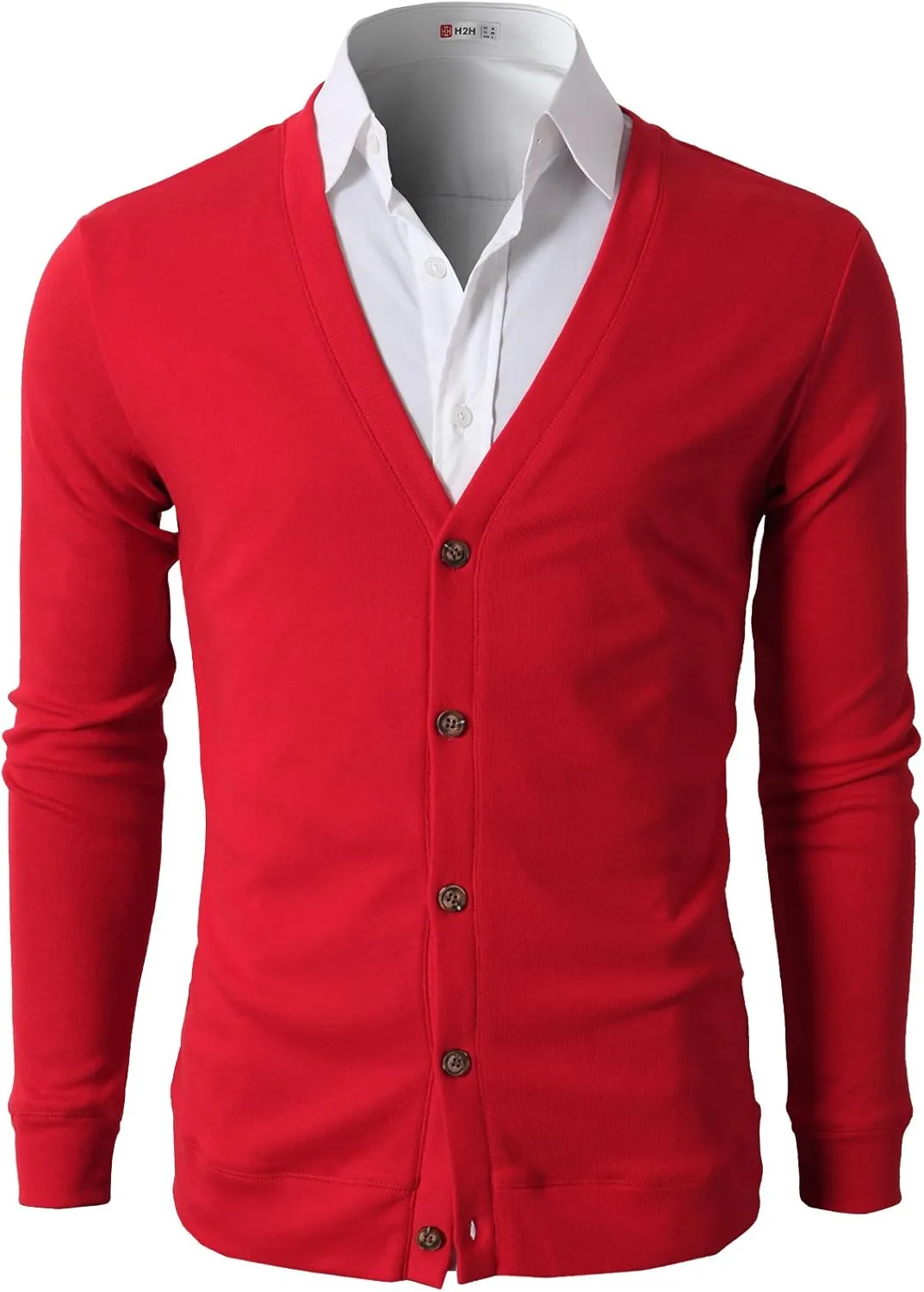 H2H Mens Casual Slim Fit Cardigans V-Neck Basic Designed Long Sleeve Button Down