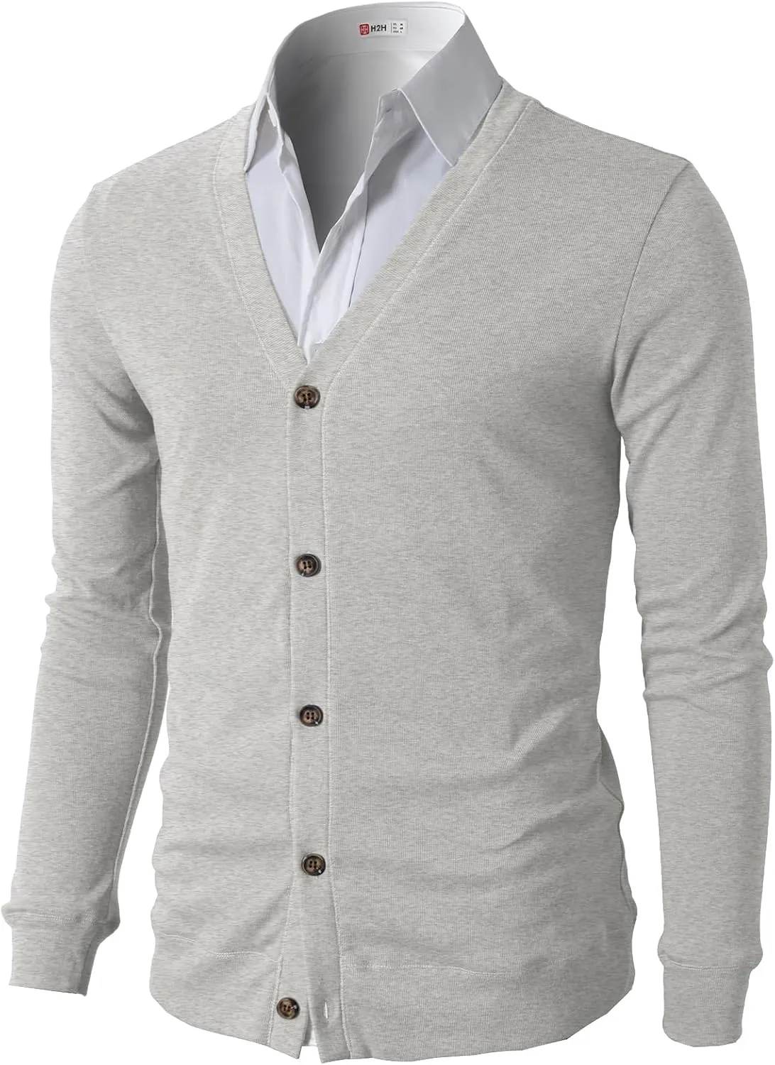 H2H Mens Casual Slim Fit Cardigans V-Neck Basic Designed Long Sleeve Button Down