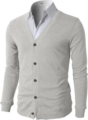 H2H Mens Casual Slim Fit Cardigans V-Neck Basic Designed Long Sleeve Button Down