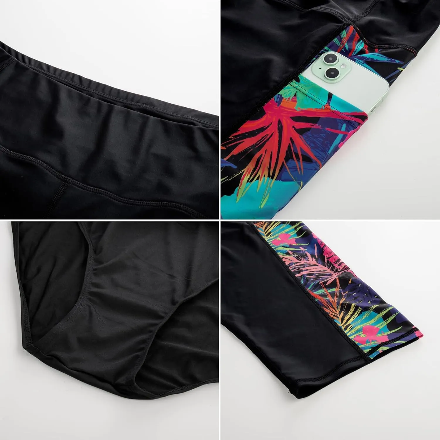 Hanna Nikole Womens Plus Size Capri Swim Pants High Waisted Swim Shorts Swimming Leggings with Pockets