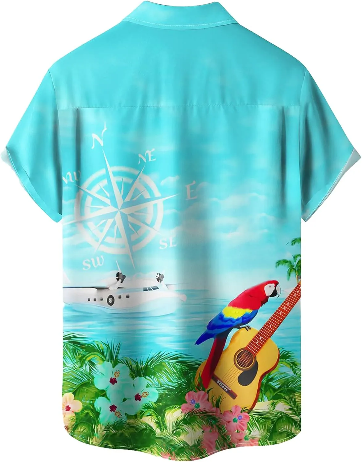 Hardaddy Men's Summer Hawaiian Shirts Funny Performence Printed Button Down Casual Bowling Shirt