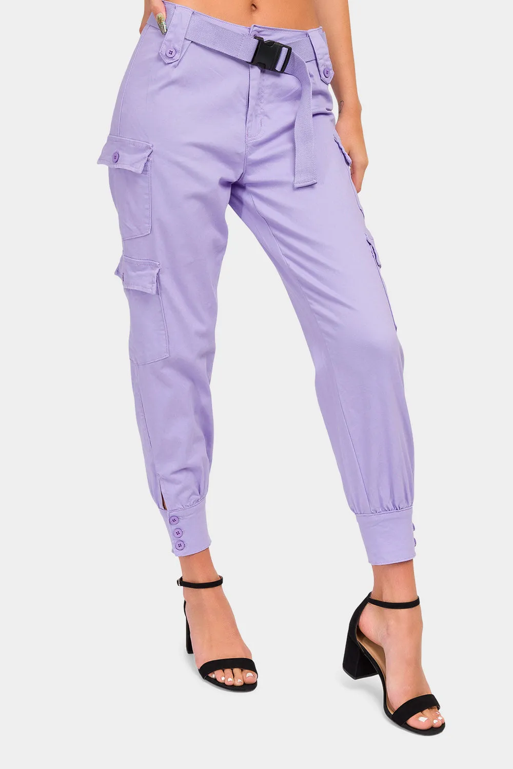 High Waist Cargo Pants with Belt