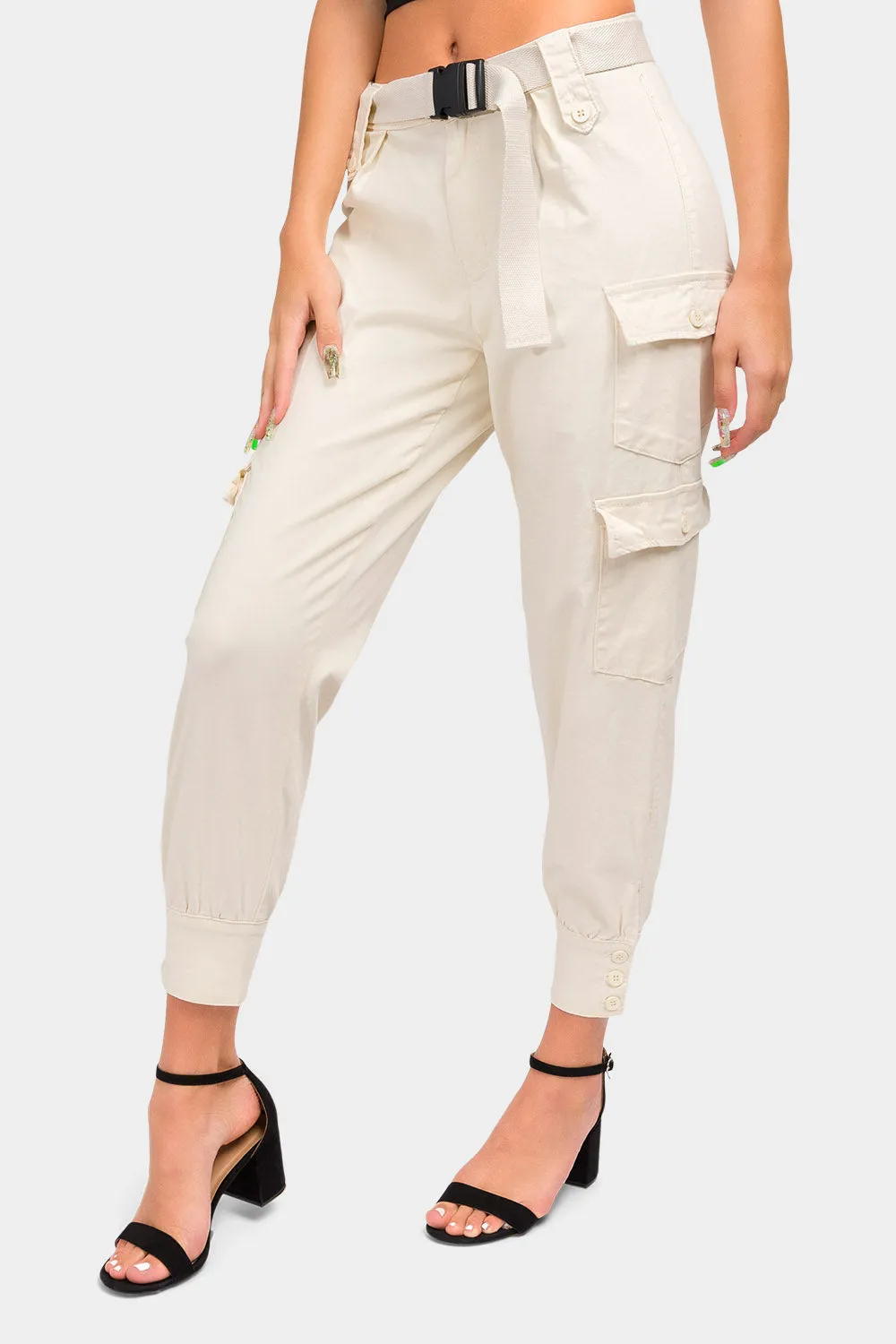 High Waist Cargo Pants with Belt