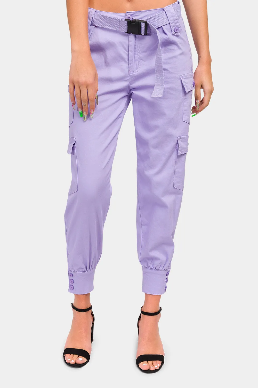 High Waist Cargo Pants with Belt