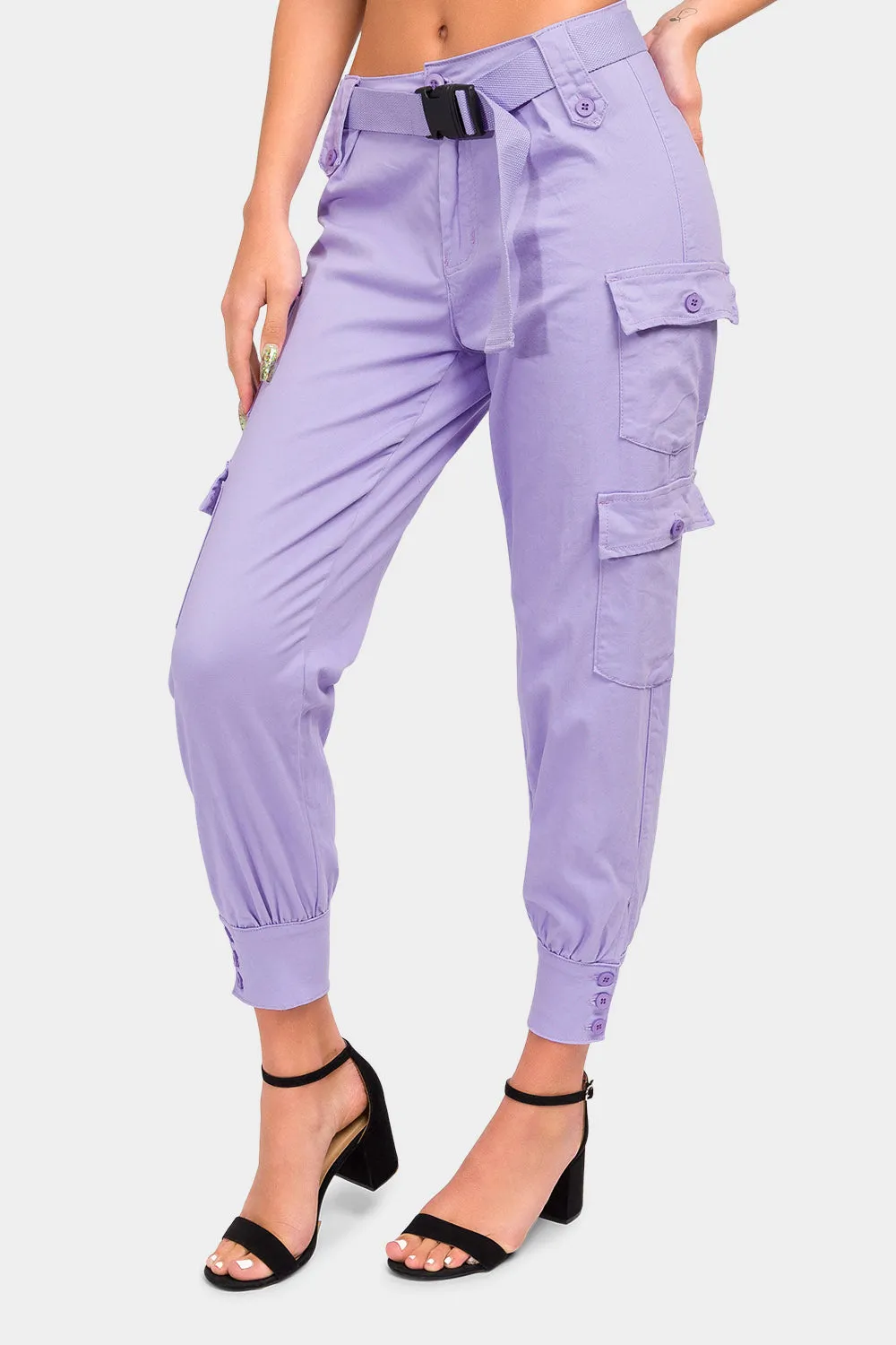 High Waist Cargo Pants with Belt