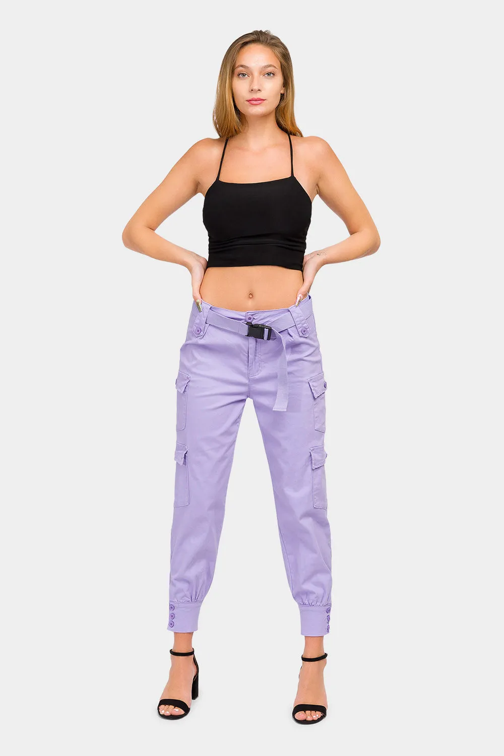 High Waist Cargo Pants with Belt