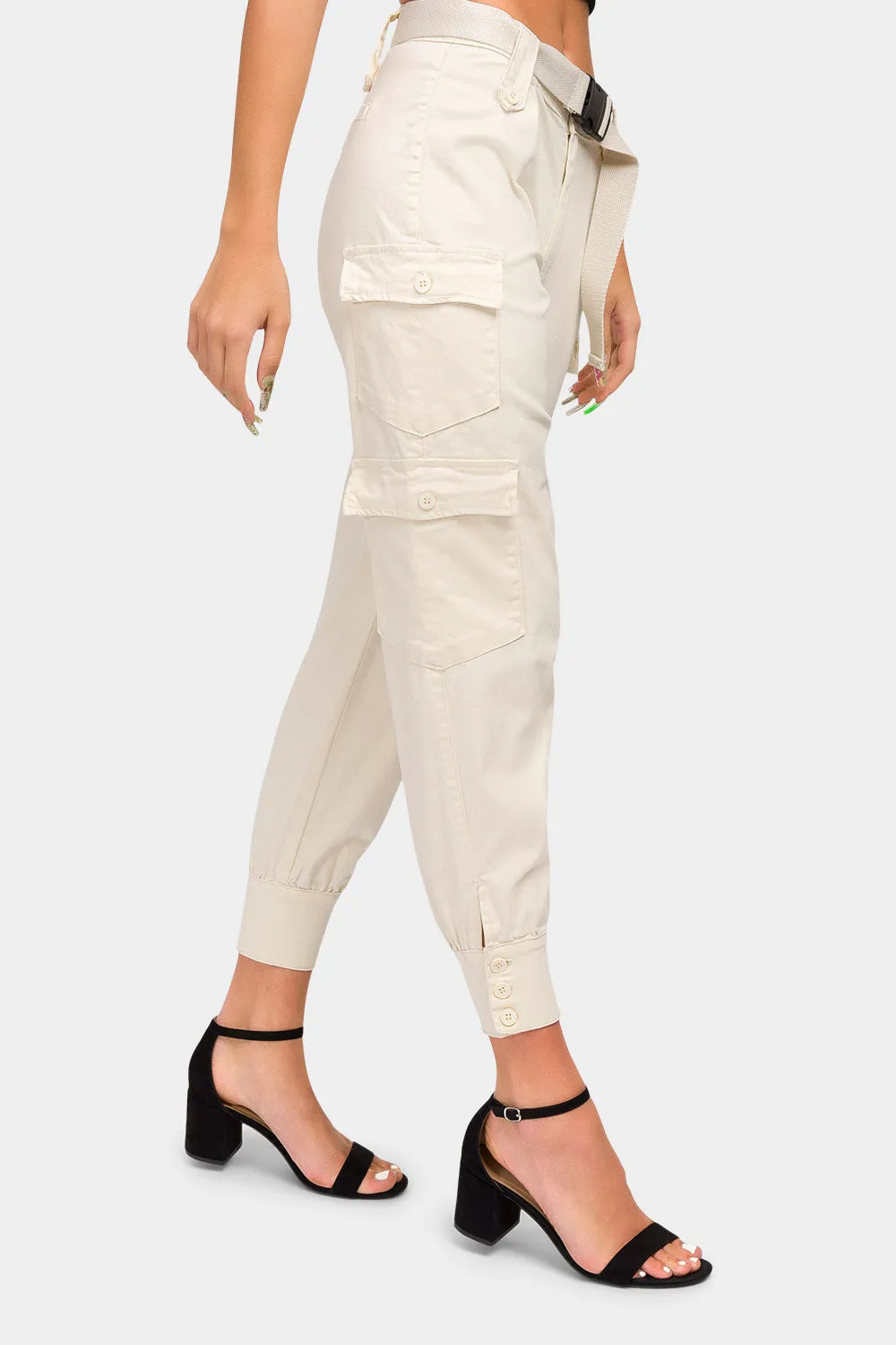 High Waist Cargo Pants with Belt