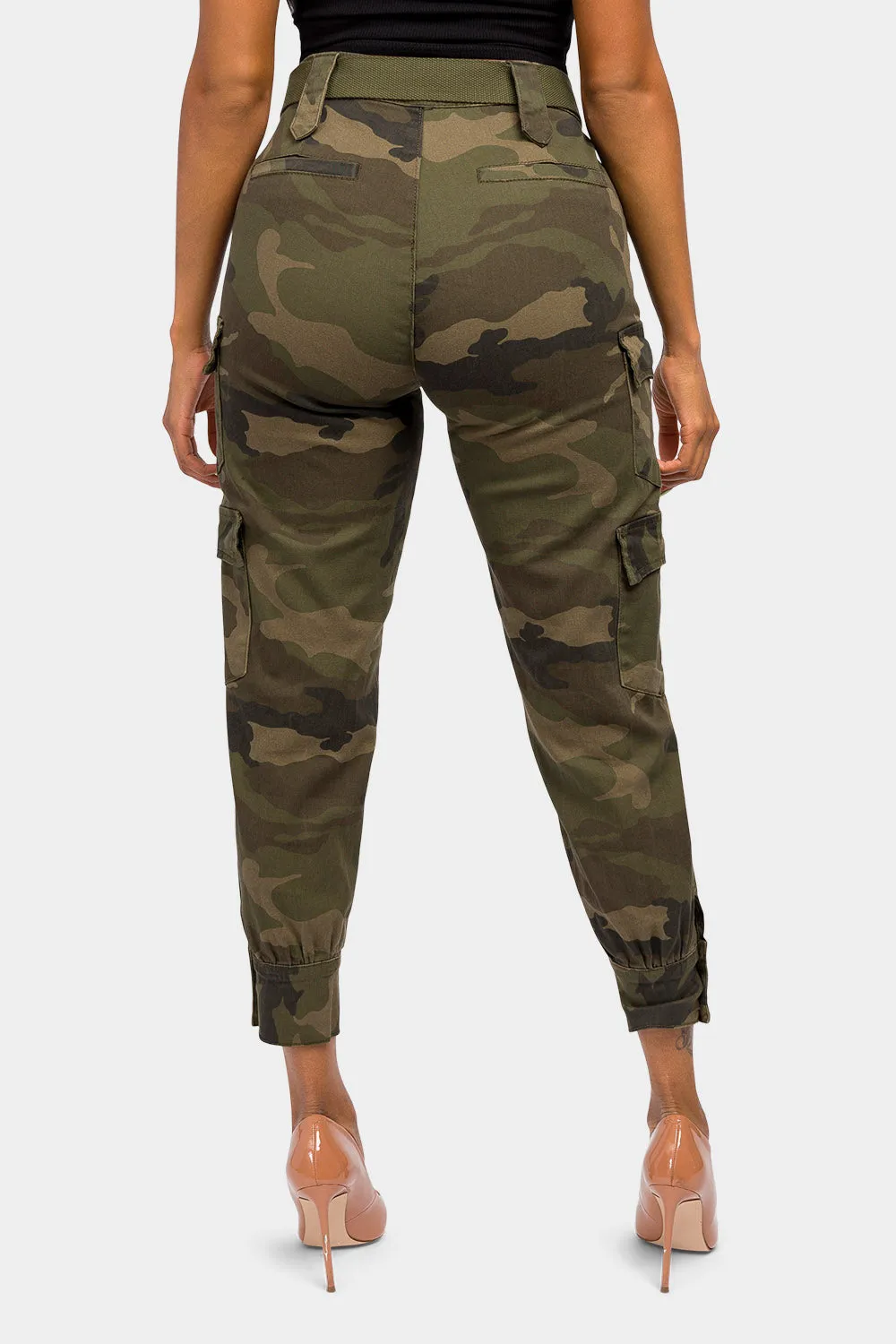 High Waist Cargo Pants with Belt
