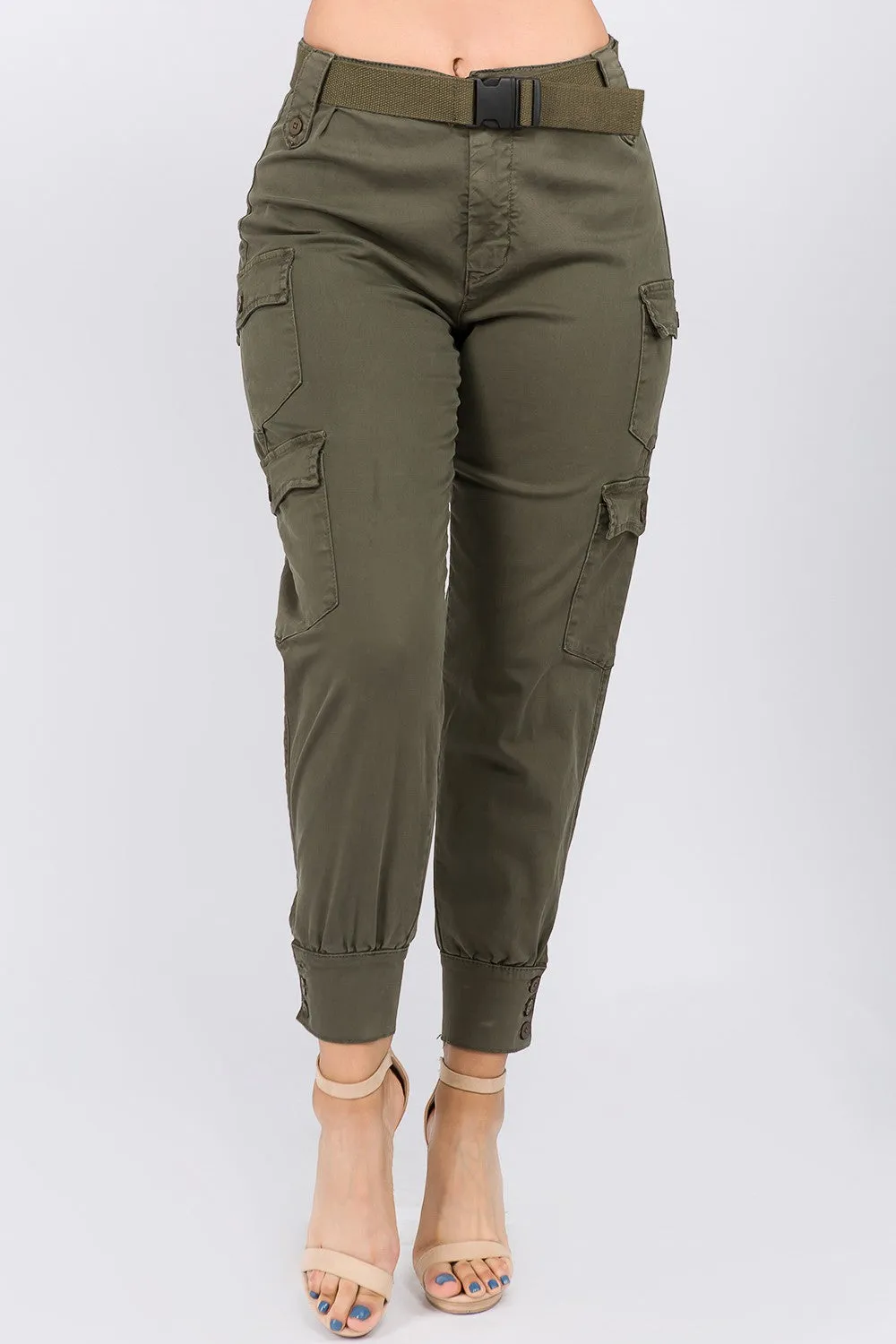 High Waist Cargo Pants with Belt