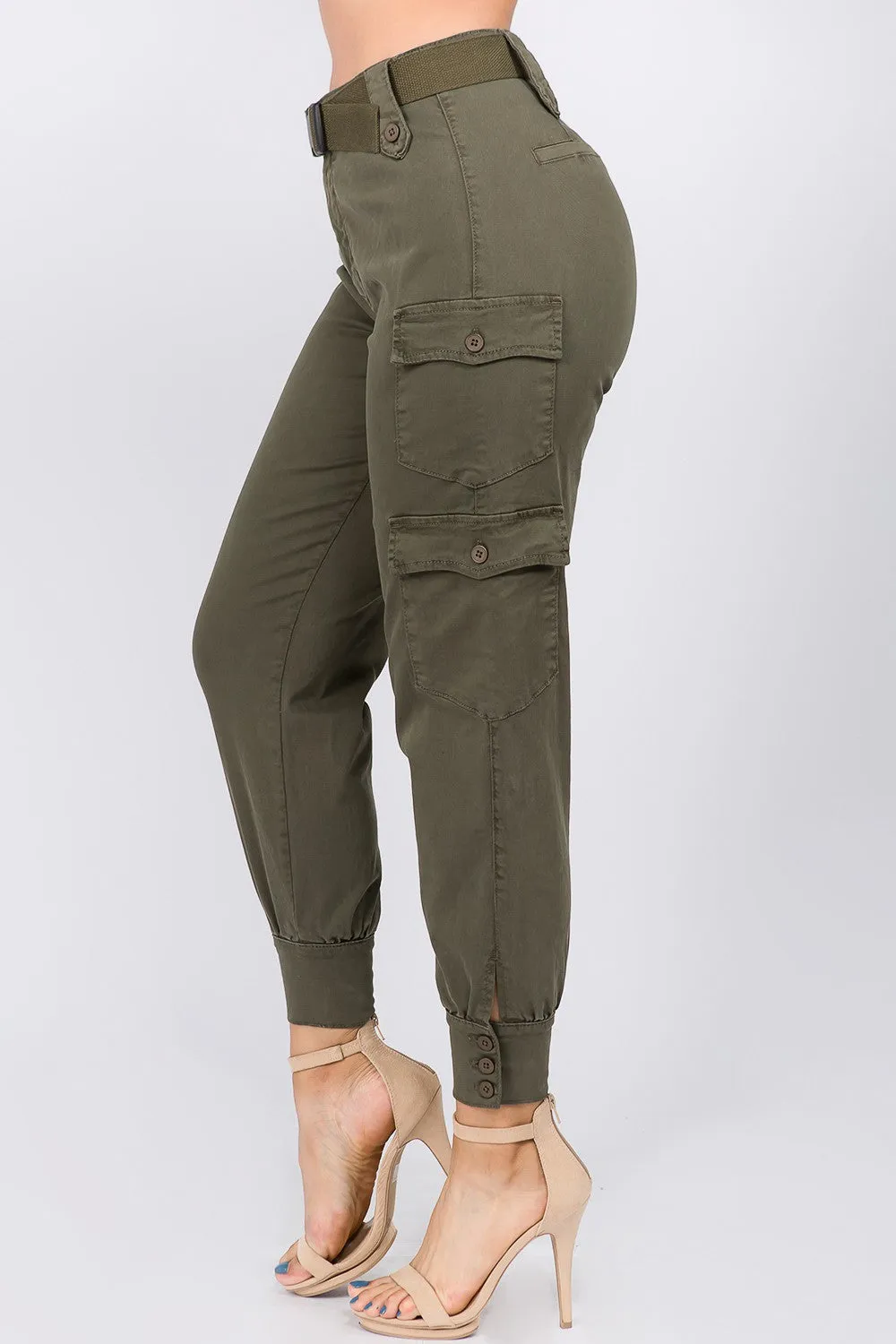 High Waist Cargo Pants with Belt