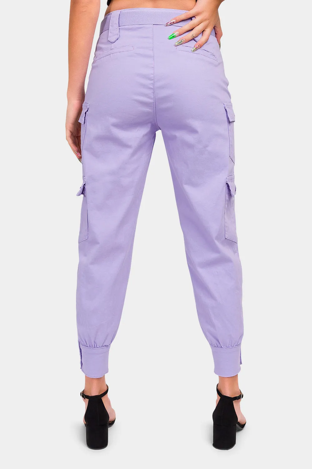High Waist Cargo Pants with Belt