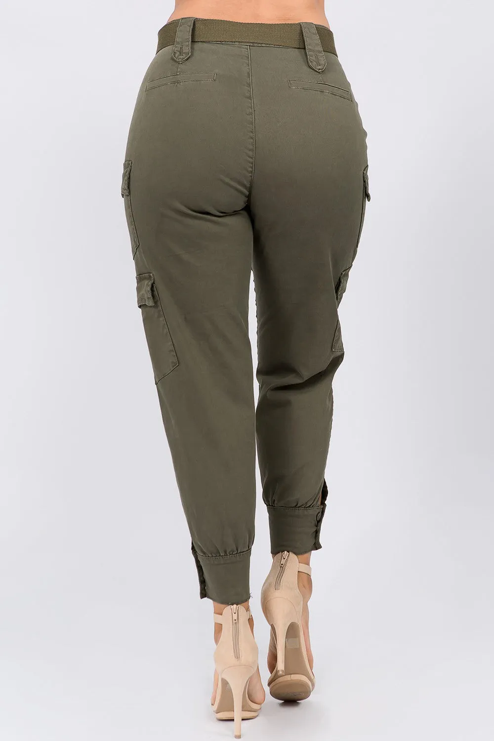 High Waist Cargo Pants with Belt