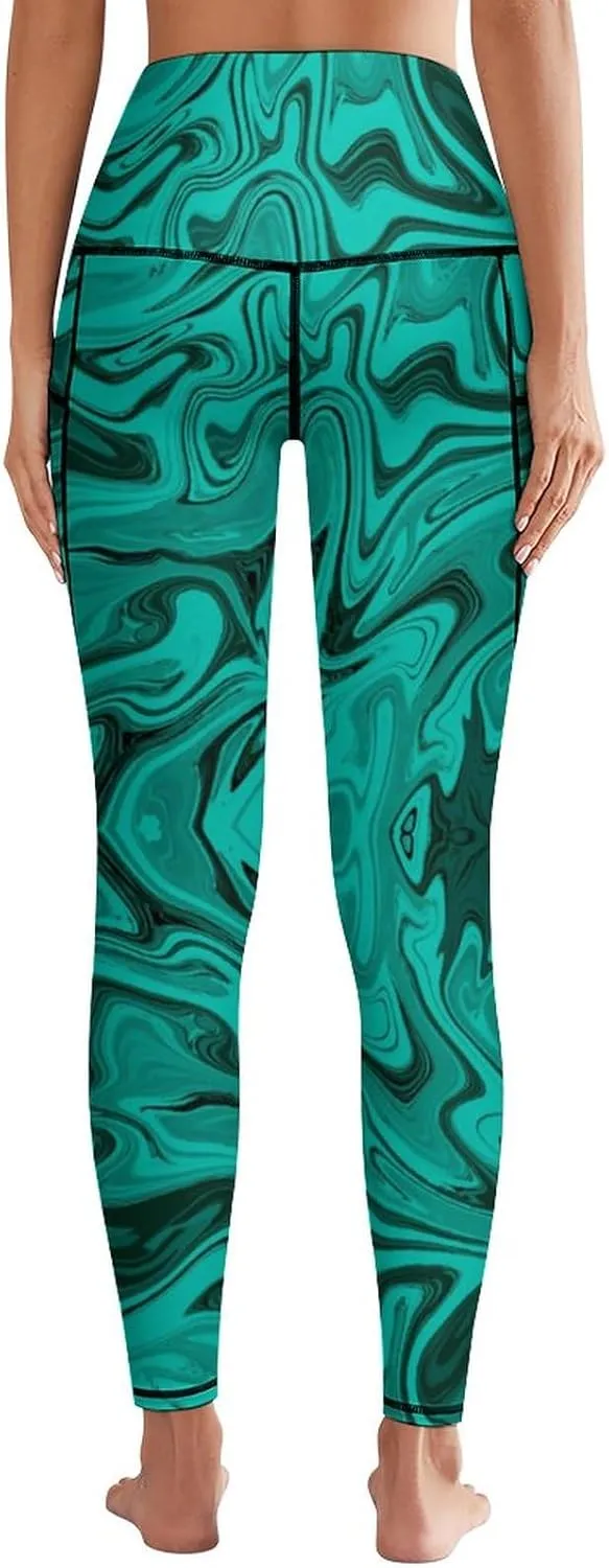 High Waist Yoga Pants with Pockets Tummy Control Workout Running 4 Way Stretch Yoga Leggings for Girls Women