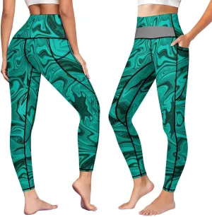 High Waist Yoga Pants with Pockets Tummy Control Workout Running 4 Way Stretch Yoga Leggings for Girls Women