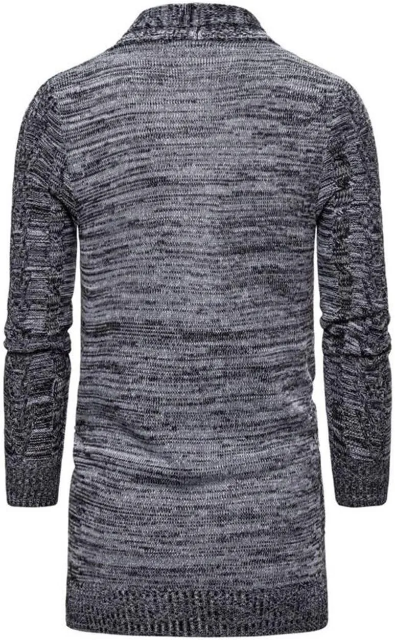 HZCX FASHION Men's Slim Fit Long Sleeve Open Front Cardigan Sweater with Pockets