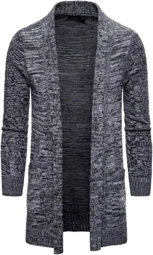 HZCX FASHION Men's Slim Fit Long Sleeve Open Front Cardigan Sweater with Pockets