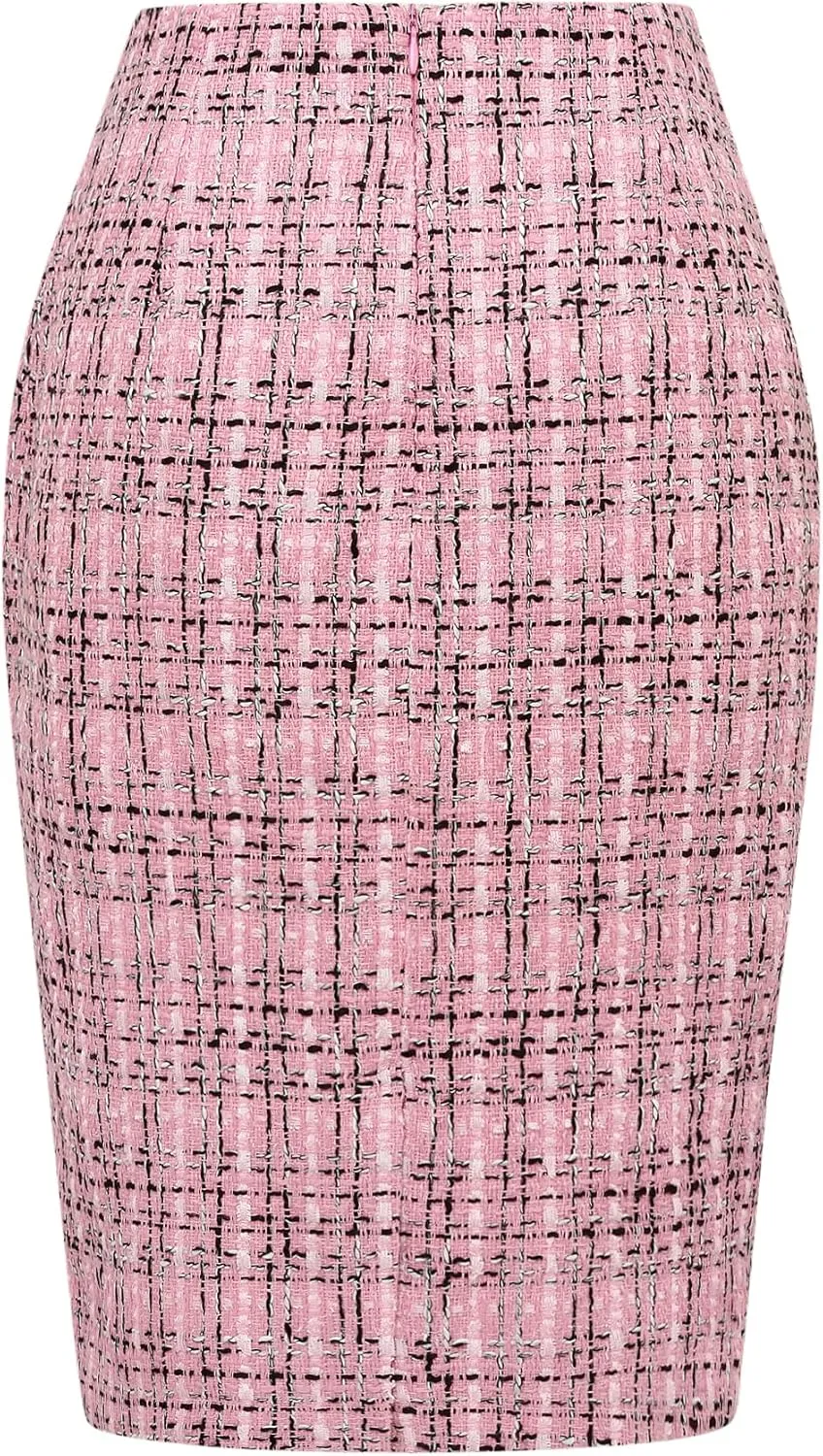 IDEALSANXUN Midi Plaid Skirts for Women Fall Winter Knee Length Pencil Wool Skirt with Slit