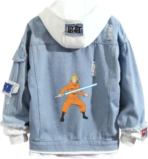 ISaikoy Anime Fire Force Denim Jacket Shinra Kusakabe Cosplay Sweatshirt Sweater Hoodie Pullovers Costume