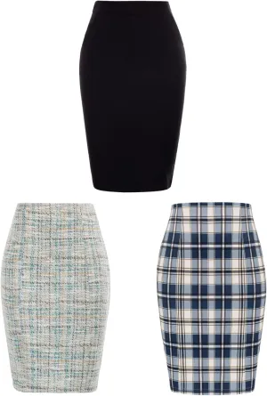 Kate Kasin Women 3 Piece Pencil Skirt
