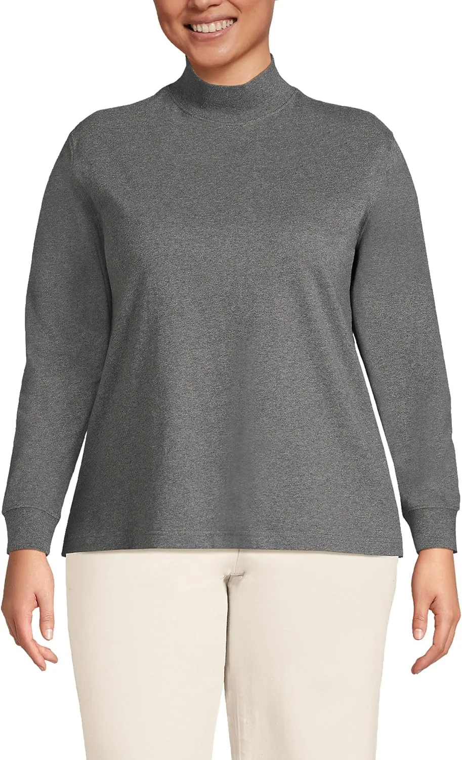 Lands' End Women's Plus Size Long Sleeve Super T Mock