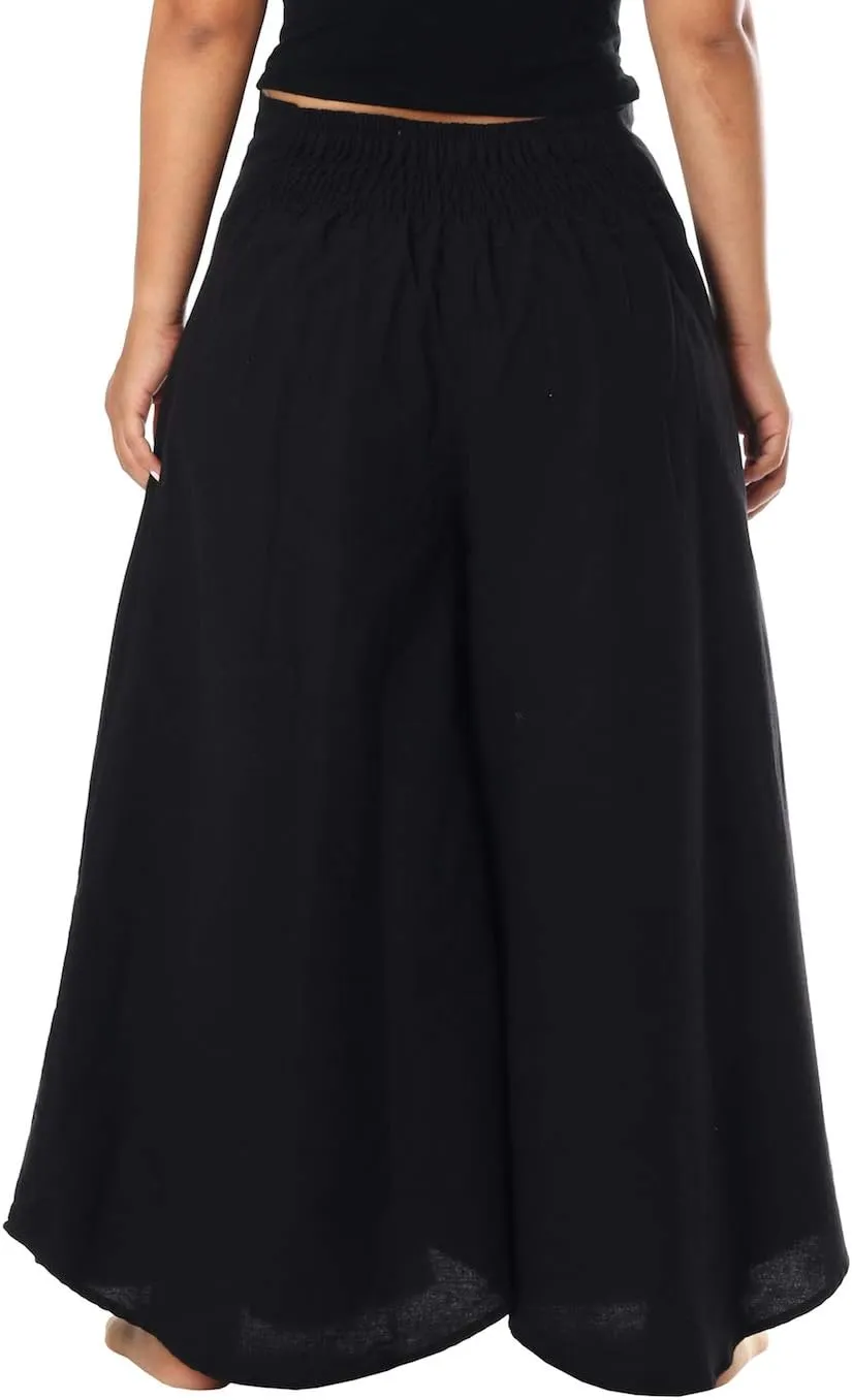 Lannaclothesdesign Cotton Palazzo Pants for Women Plus Size Hippie Wide Leg Lounge Pant