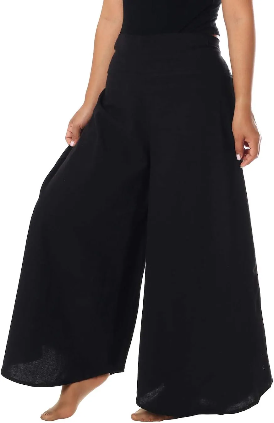 Lannaclothesdesign Cotton Palazzo Pants for Women Plus Size Hippie Wide Leg Lounge Pant