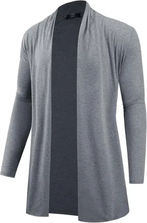 Lars Amadeus Cardigan for Men's Ruffle Shawl Collar Long Sleeve Open Front Lightweight Drape Cape Overcoat