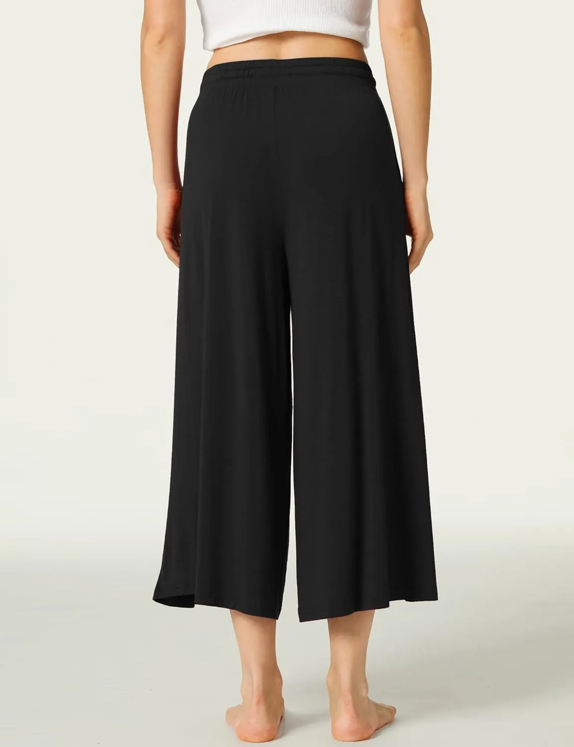 LazyCozy Women's Bamboo-Derived Viscose Capri Pajama Pants, Casual Wide Leg Lounge Pants Pajama Bottoms