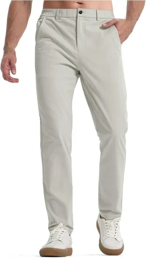 lcyhony Golf Pants Men Stretch Lightweight Slim Fit Dress Pants Button High Waist Casual Athletic Chinos Pants with Pockets