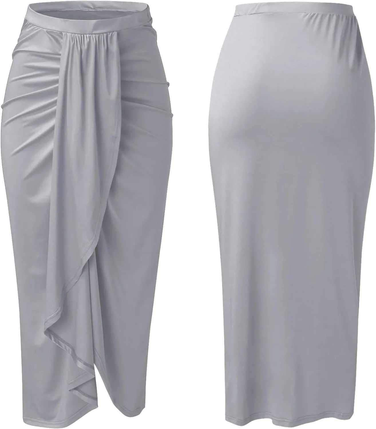 Leather Skirts for Women High Waist Elastic Draped Asymmetrical Casual Solid Waist Maxi High Wrap Pleated Mini