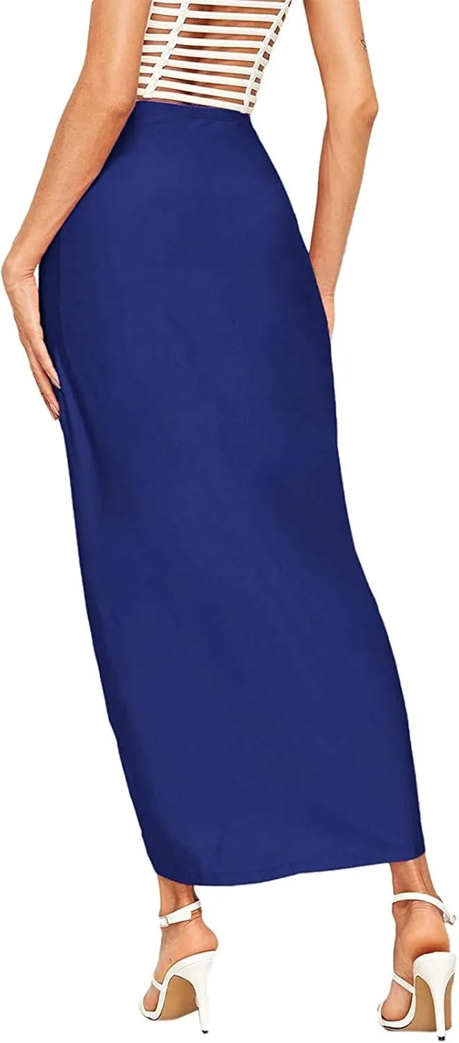 Leather Skirts for Women High Waist Elastic Draped Asymmetrical Casual Solid Waist Maxi High Wrap Pleated Mini