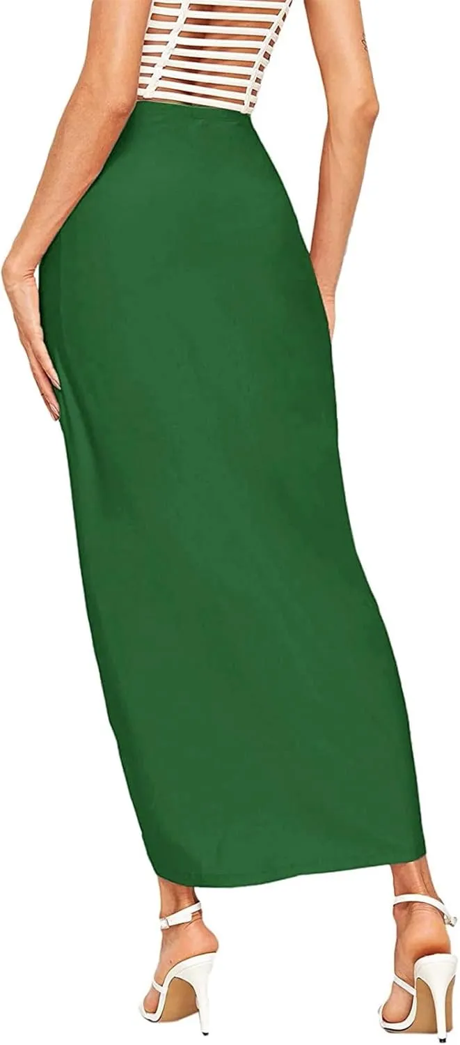 Leather Skirts for Women High Waist Elastic Draped Asymmetrical Casual Solid Waist Maxi High Wrap Pleated Mini