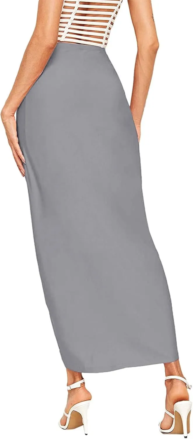 Leather Skirts for Women High Waist Elastic Draped Asymmetrical Casual Solid Waist Maxi High Wrap Pleated Mini
