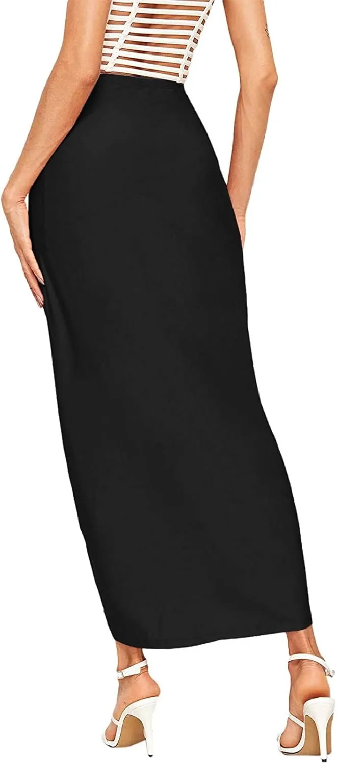 Leather Skirts for Women High Waist Elastic Draped Asymmetrical Casual Solid Waist Maxi High Wrap Pleated Mini