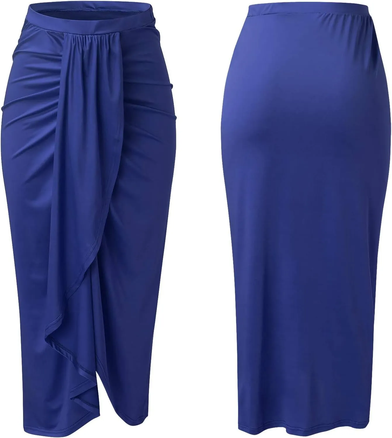 Leather Skirts for Women High Waist Elastic Draped Asymmetrical Casual Solid Waist Maxi High Wrap Pleated Mini