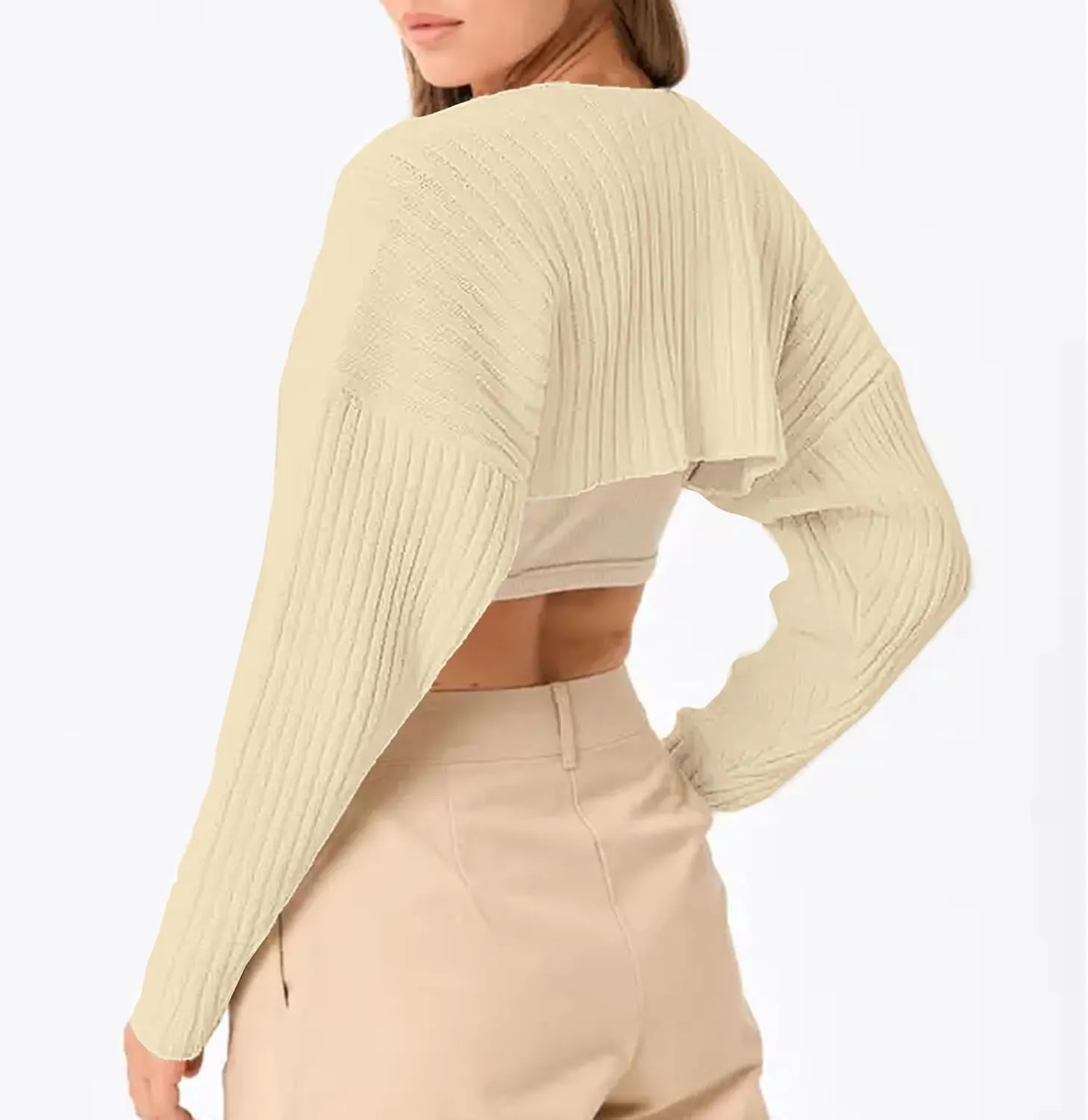 LILLUSORY Womens Crop Cardigans Sweater Bolero Shrug Y2K Cute Tops Fall Fashion Trendy Long Sleeve Outfit 2025