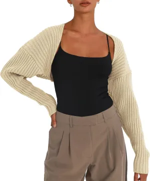LILLUSORY Womens Crop Cardigans Sweater Bolero Shrug Y2K Cute Tops Fall Fashion Trendy Long Sleeve Outfit 2025