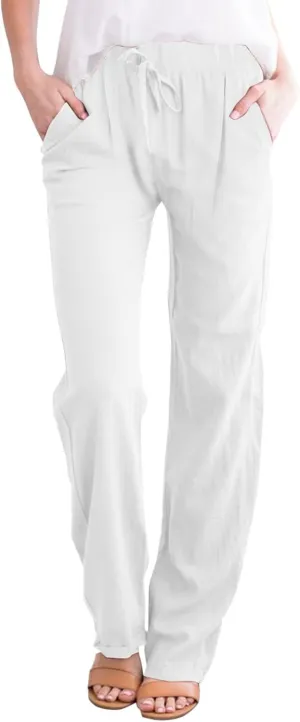 Linen Pants for Women Cotton Linen Straight Leg Lightweight Pants Summer Pants Plus Size Women Loose Fit Trousers