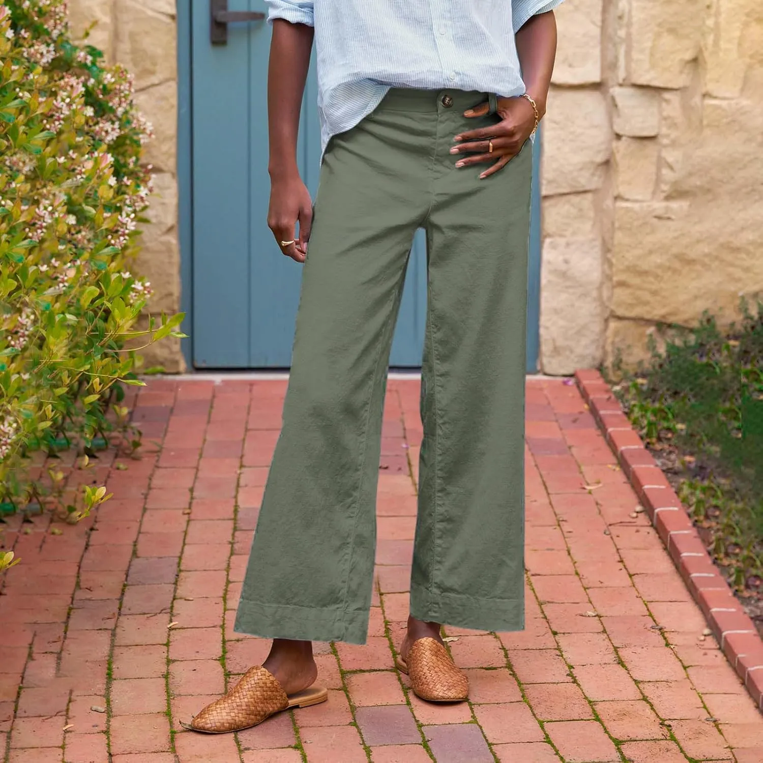 Linen Pants for Women, Peasant Pants Casual Linen Clothes Straight Leg Cotton