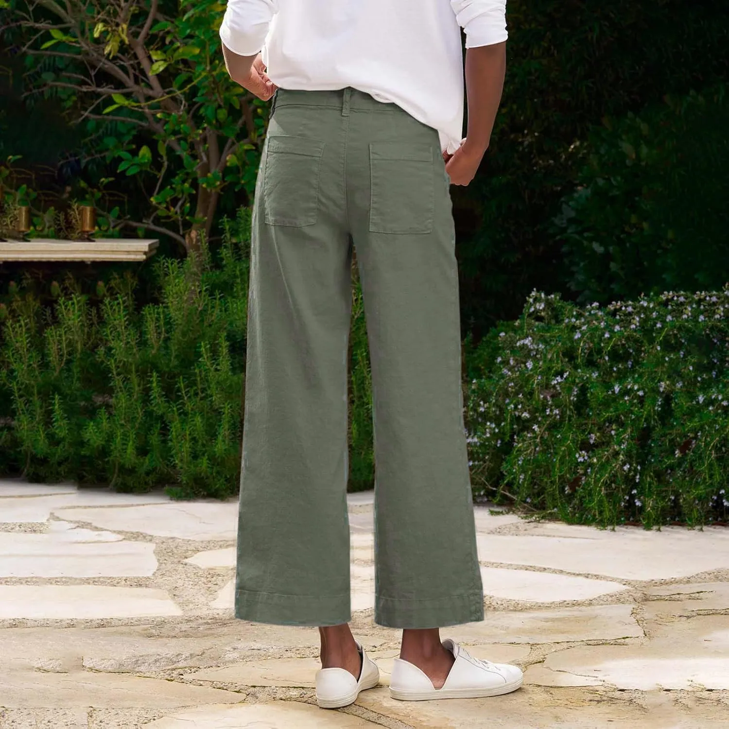 Linen Pants for Women, Peasant Pants Casual Linen Clothes Straight Leg Cotton