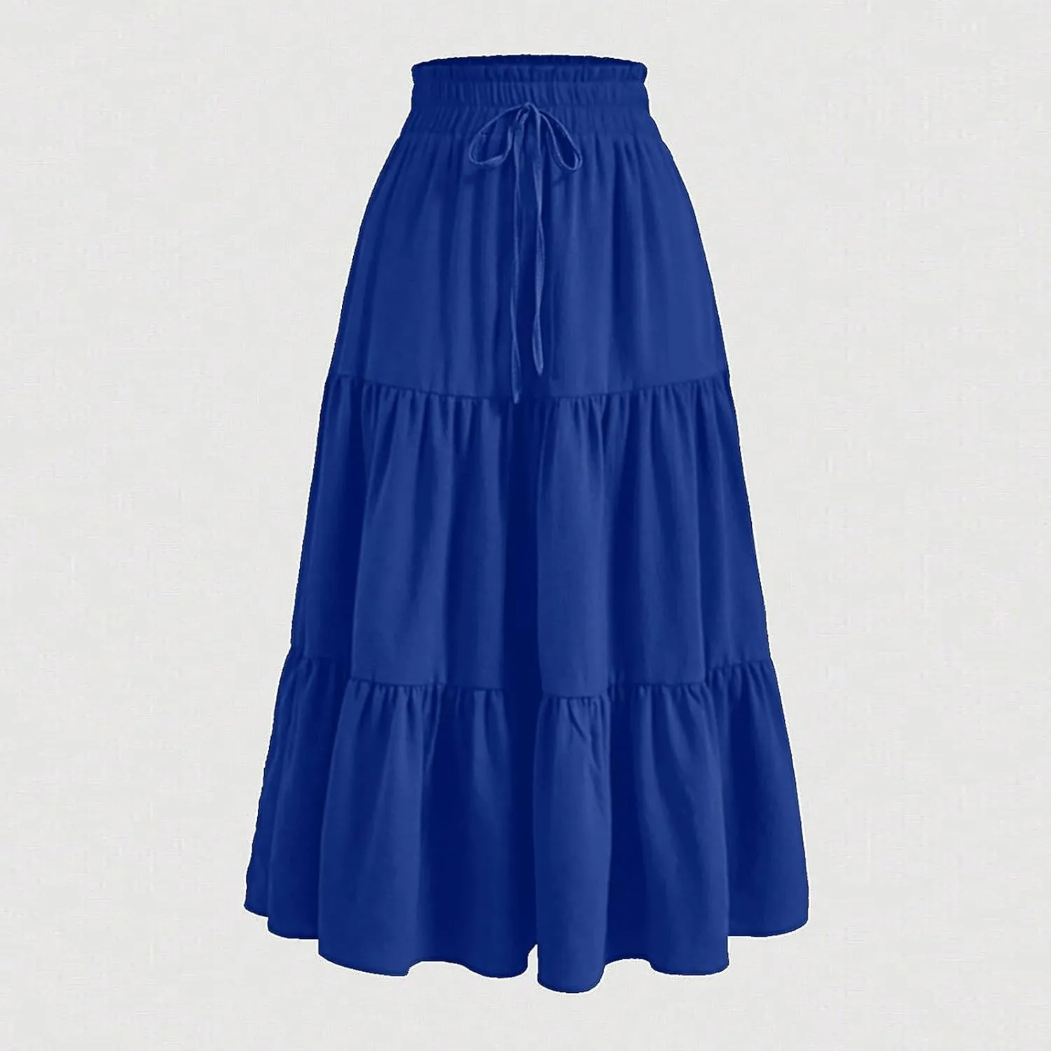Long Skirts for Women Trendy Ruffle Floral Print Tiered Flowy Boho Skirts Comfy Drawstring Wrap Skirts
