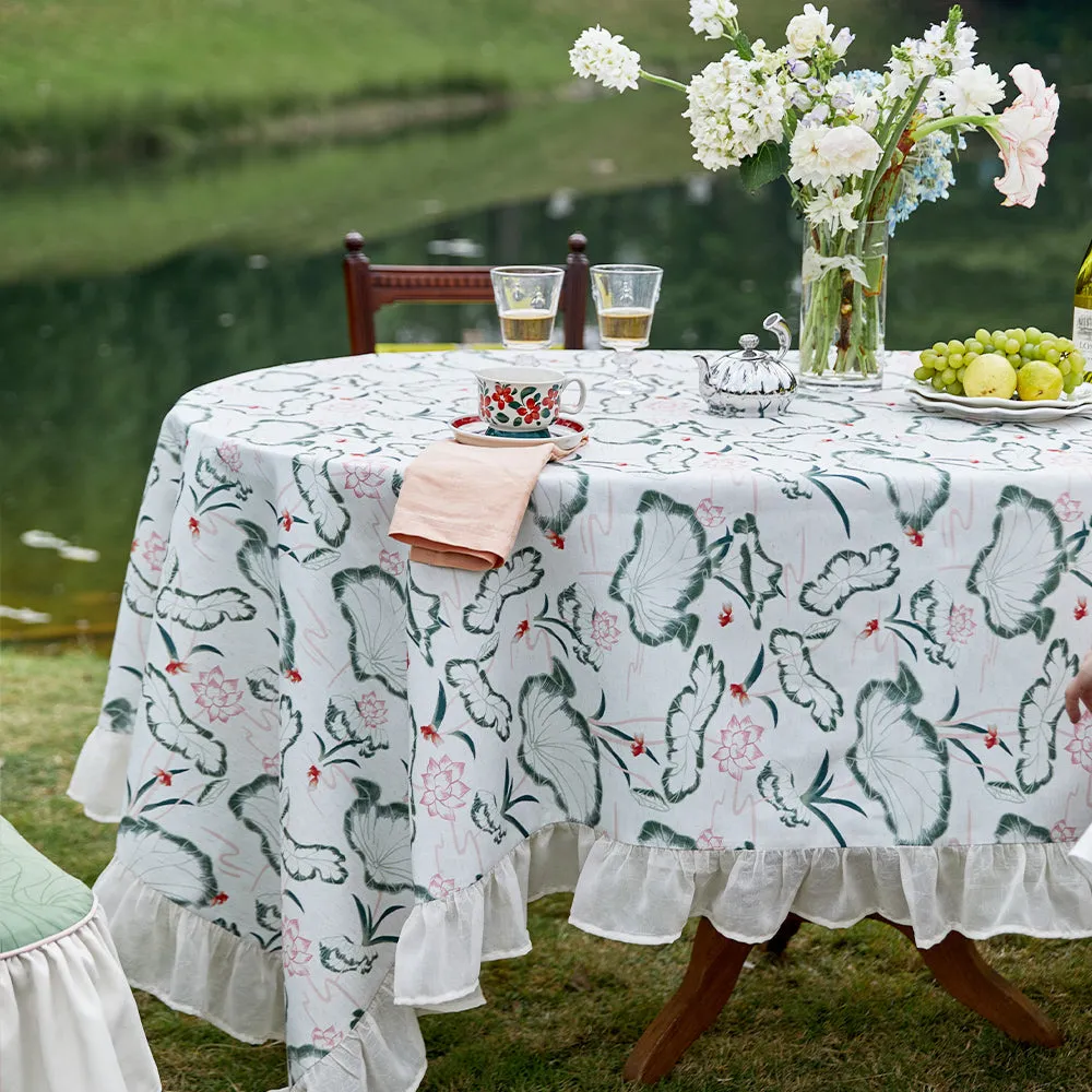Lotus Ruffle Waterproof Linen Tablecloth