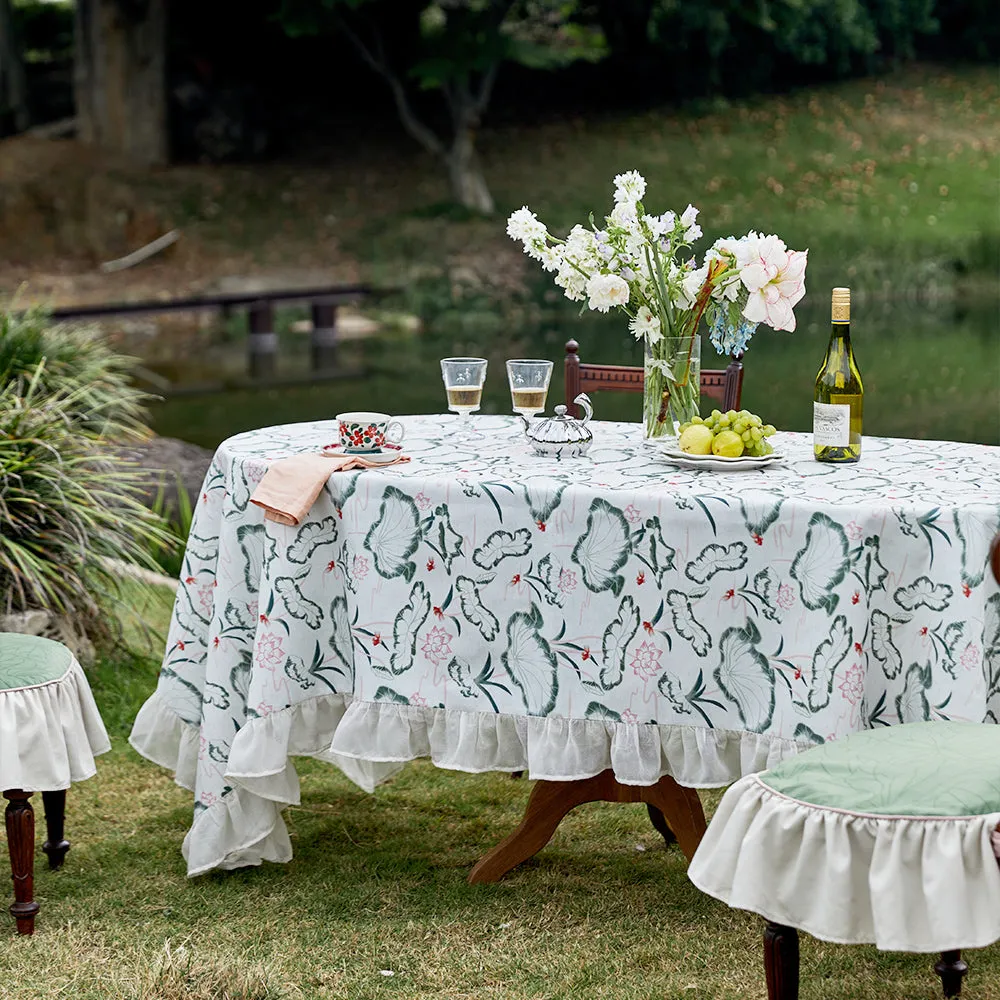 Lotus Ruffle Waterproof Linen Tablecloth