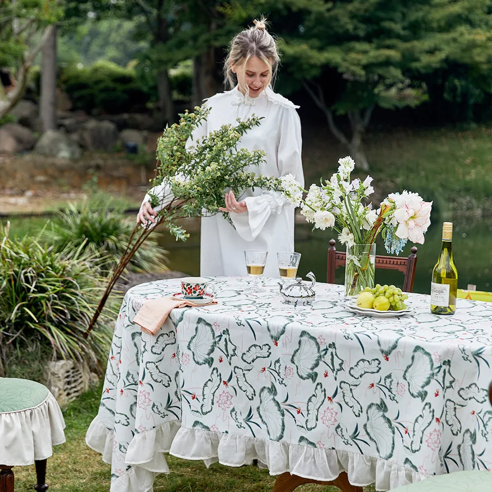 Lotus Ruffle Waterproof Linen Tablecloth