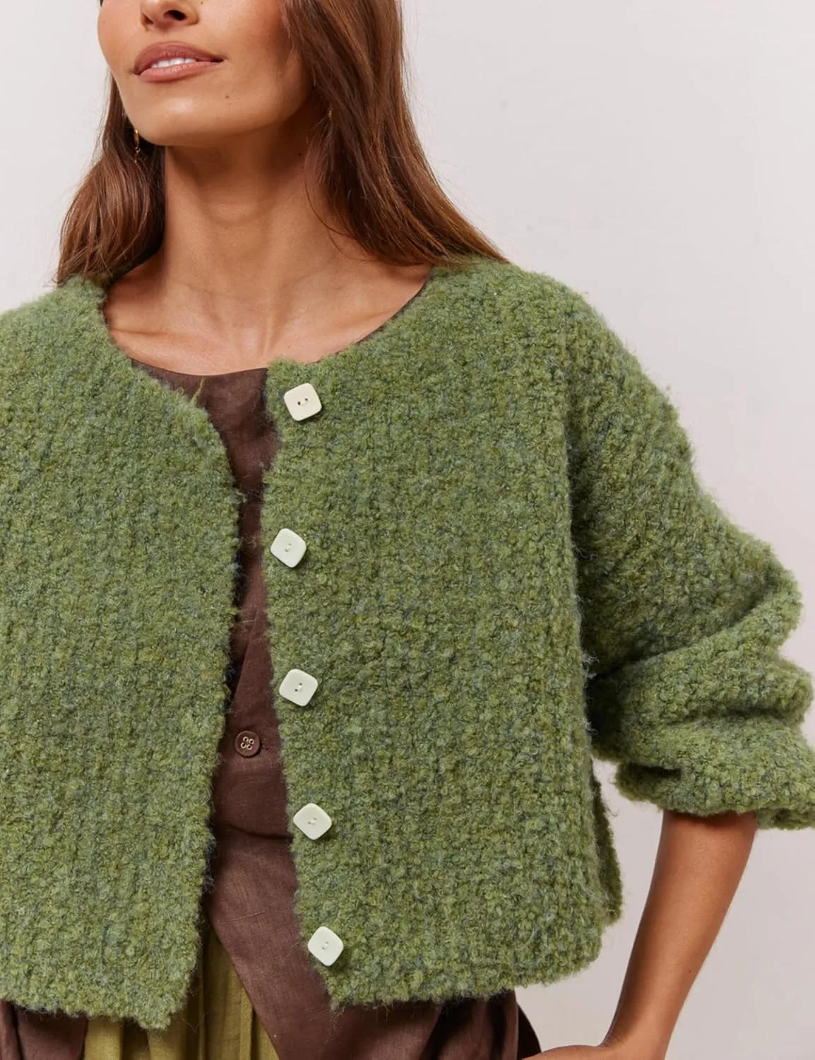 Lviefent Women Knit Cardigans Casual Open Front Button Down Long Sleeve Cropped Sweater Jacket Outwear