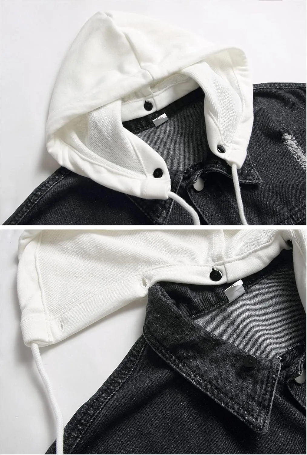 LZLER Hoodie Jean Jacket for Men,Casual Slim Fit Men's Denim Jacket with Hood