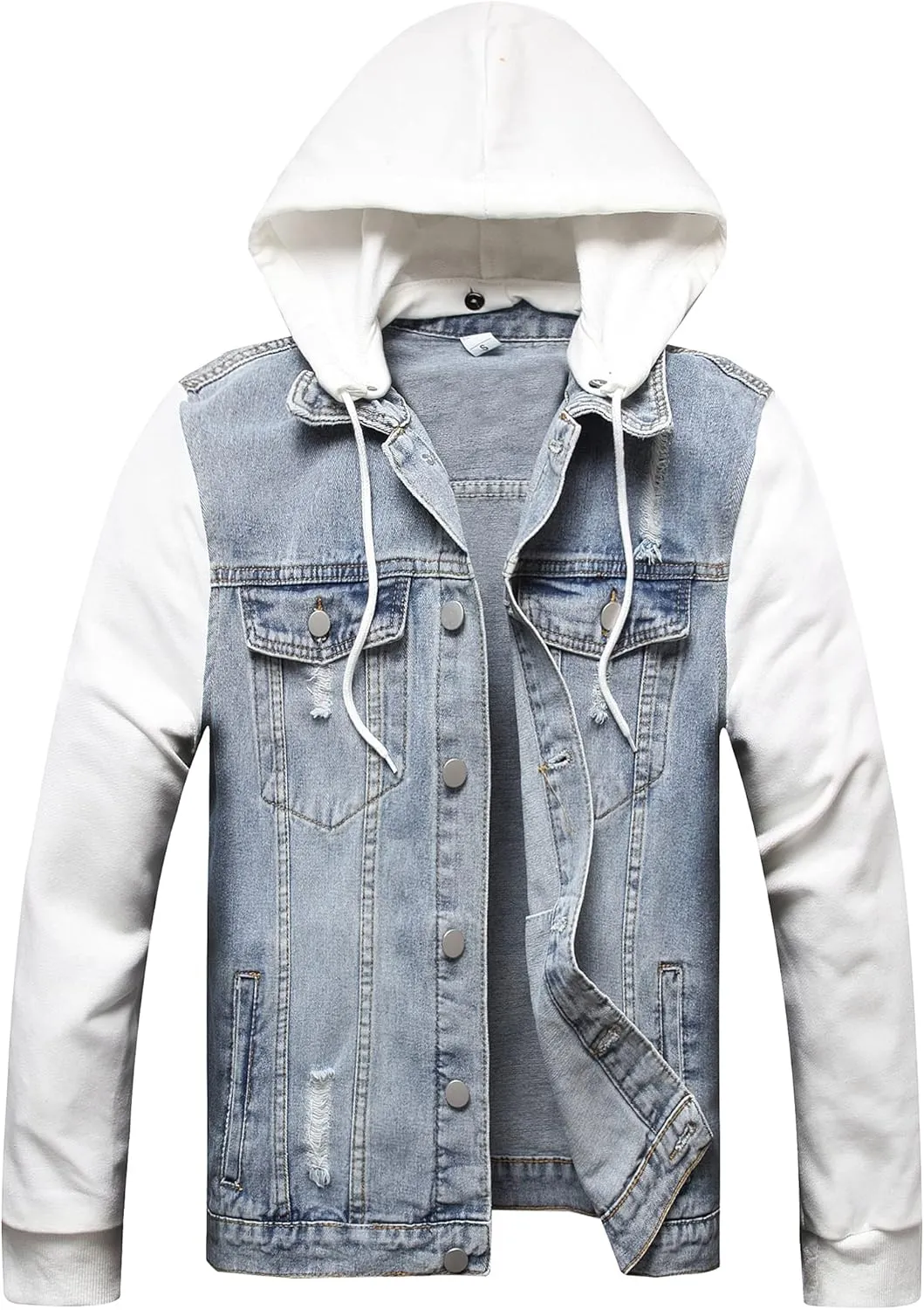LZLER Hoodie Jean Jacket for Men,Casual Slim Fit Men's Denim Jacket with Hood